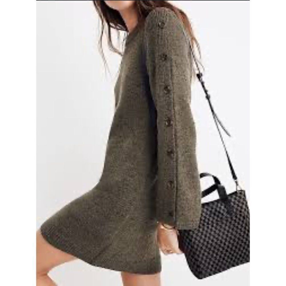 Madewell Donegal Button Sleeve Sweater Mini Dress Size XXS